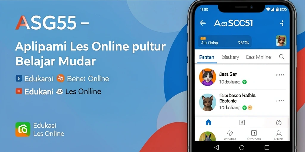 Tampilan antarmuka aplikasi Les Online ASG55 yang menarik dan interaktif.