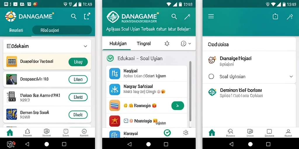 Antarmuka pengguna DANAGAME yang menarik saat mengerjakan soal ujian.