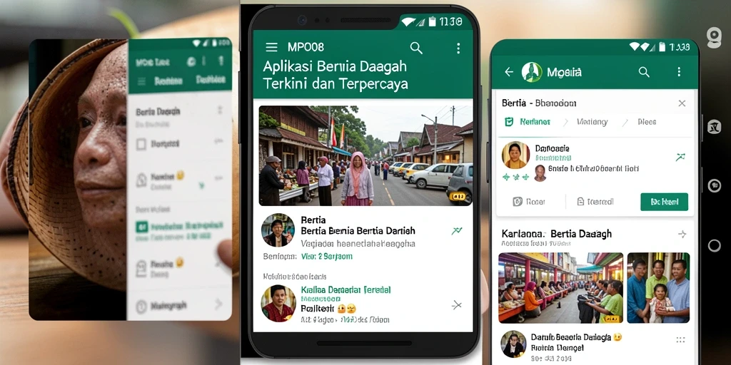 Antarmuka aplikasi MPO08 dengan berita daerah yang lengkap.
