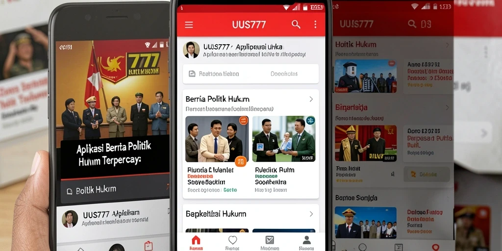 Antarmuka aplikasi UUS777 dengan berita politik hukum terkini.